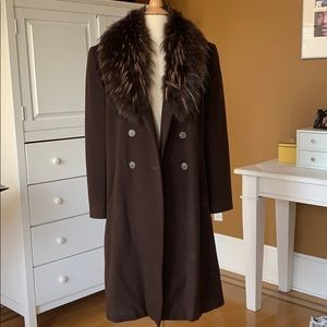 100% Wool Coat with Real Fox Fur Trim